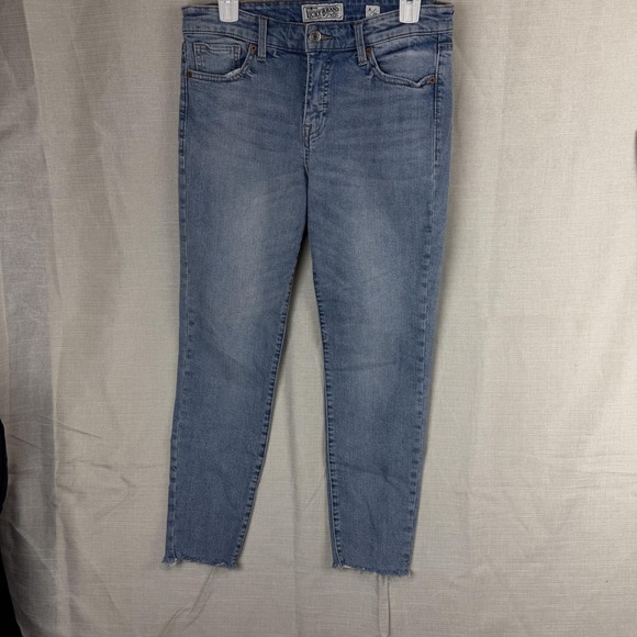 Lucky Brand Denim - Lucky Brand Ava Crop Jeans Womens 8/29 Medium Wash Slim Raw Hem Stretch Denim
